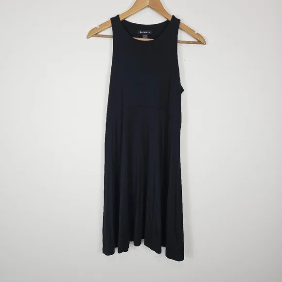 Athleta Black Santorini Thera Fit and Flare Athleisure Dress Medium - Picture 2 of 6